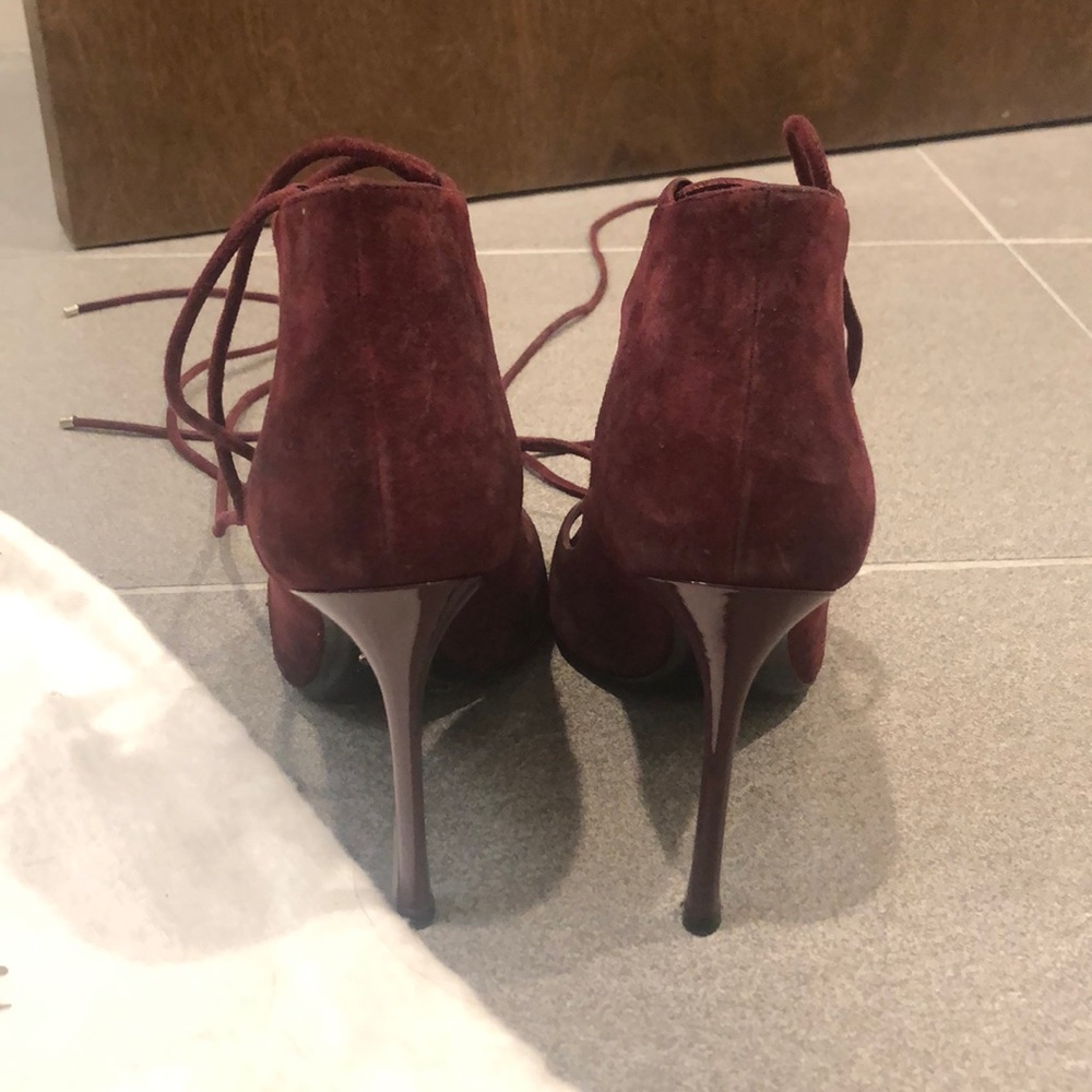 Christian Dior Bordeaux Petale Lace-Up Pumps - Picture 6 of 7